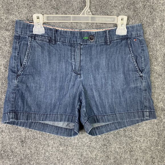 Tommy Hilfiger Light Denim Short Shorts Women Sz 6 Mid-rise Cotton - Picture 1 of 9